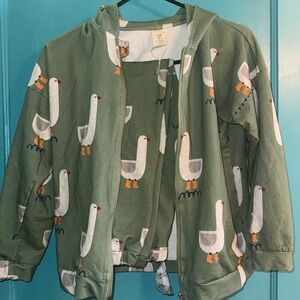 Kids Goose Print Matching Set - Green
